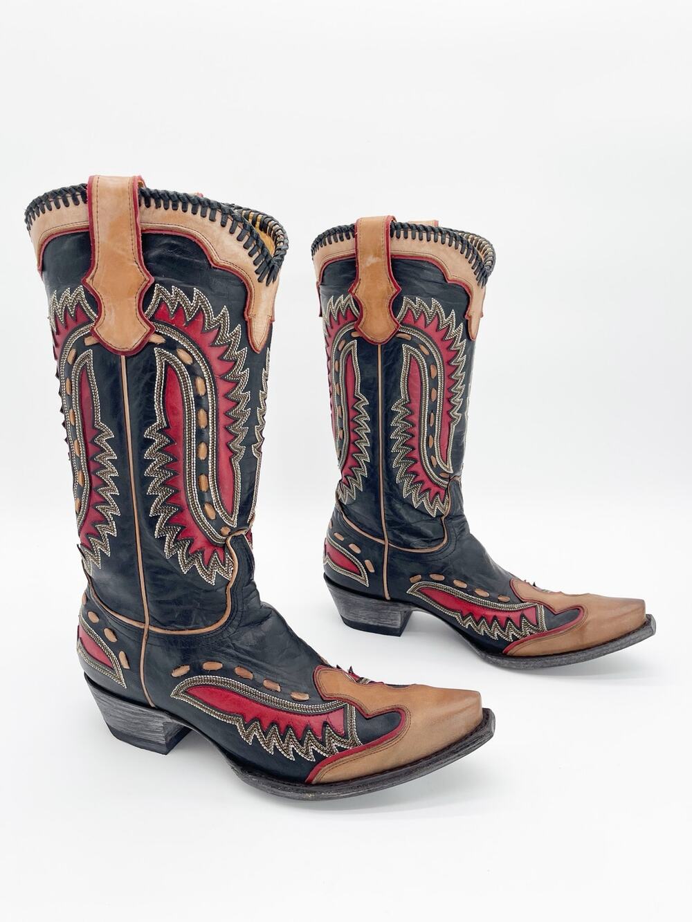 Old Gringo Women's 9.5 Quiroga Distressed Inlay Snip Toe Western Cowgirl Boots